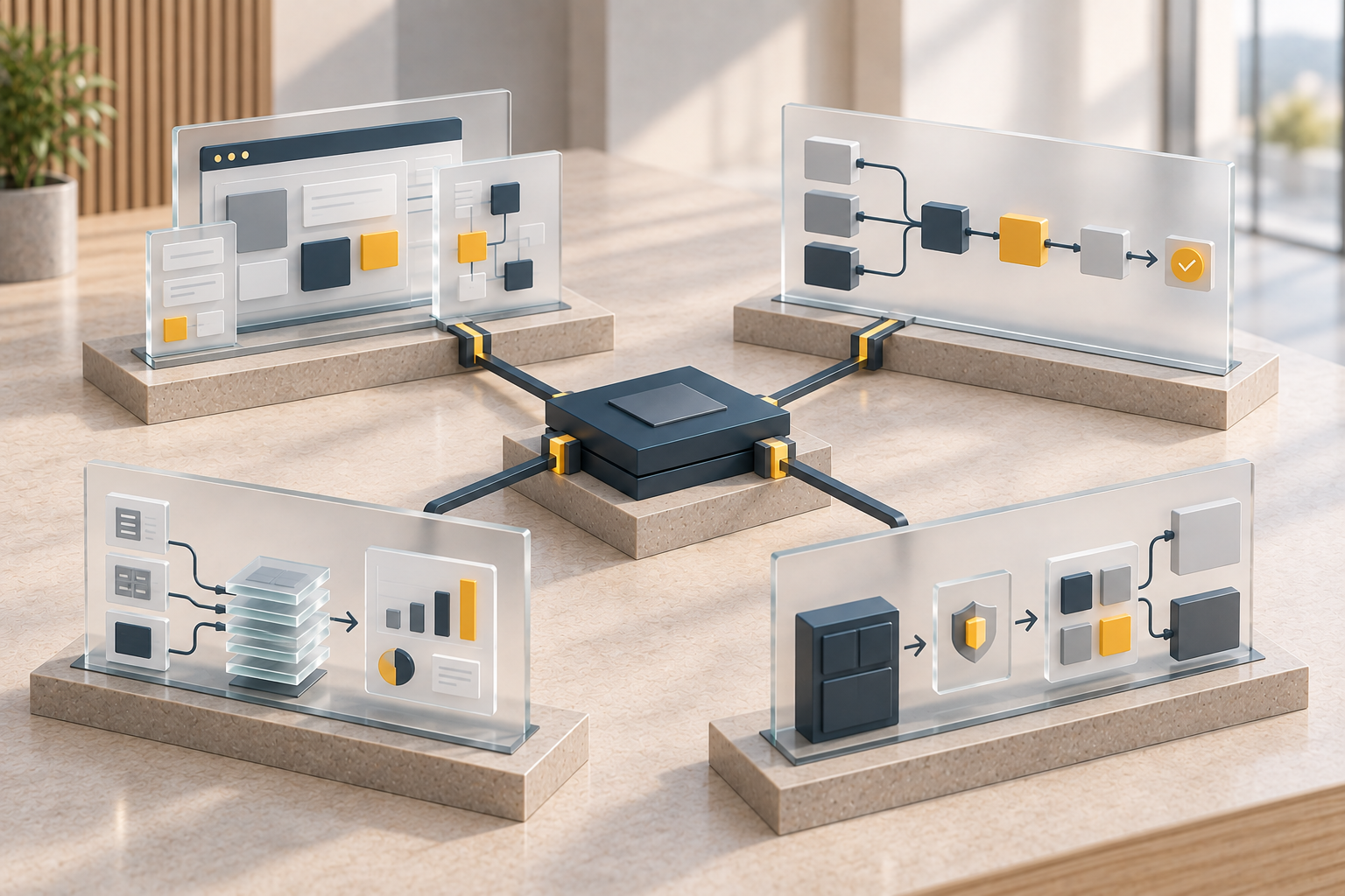 OCI connects applications and extensions, integrations and process automation, data and AI solutions, and Oracle environment modernisation. Diagram currently in Finnish.